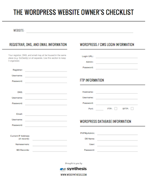 A lista de verificação de emergência do proprietário de um site WordPress